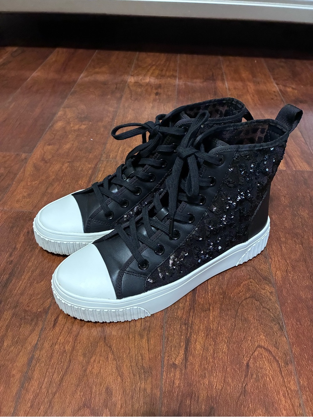 Michael Kors Gertie Mesh Black Sequin High-Top Sneakers